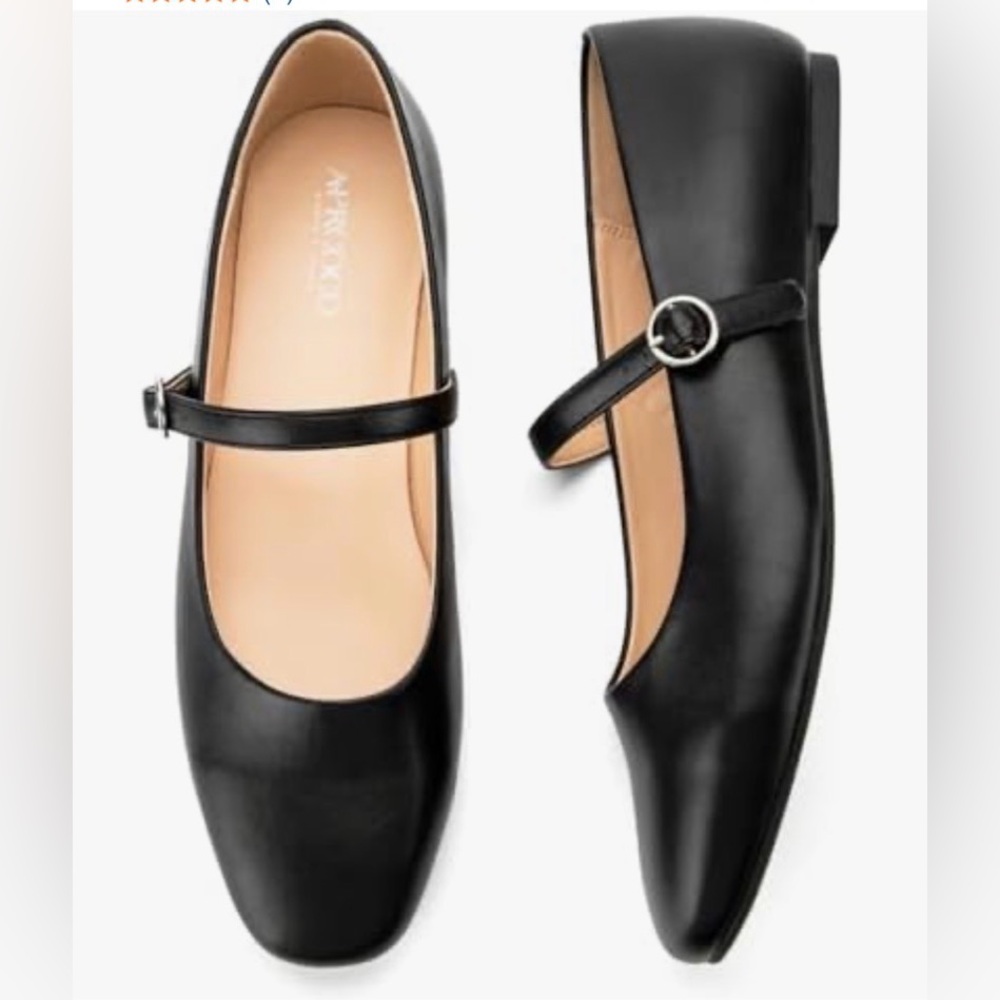 NWOT Aprcoco Women's Mary Jane Ballet Flats - Square Toe in Black - Size 9